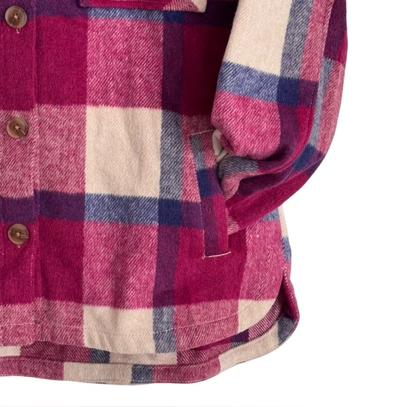 Member's Mark Girl's XL (14-16) Relaxed Fit Long Sleeve Plaid Shacket Pockets - Picture 4 of 7